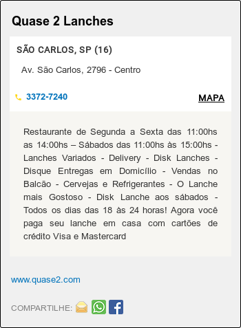 An&uacute;ncio do Quase 2 Lanches